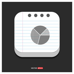 Pie graph icon gray on notepad style vector