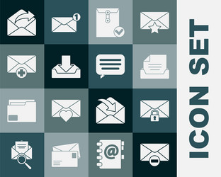 set delete envelope mail message lock password vector image