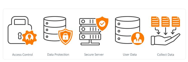 a set of 5 gdpr icons as access control data vector image