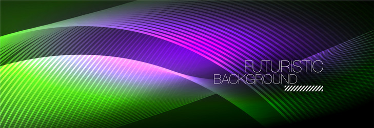Abstract neon glowing light in dark with waves Vector Image