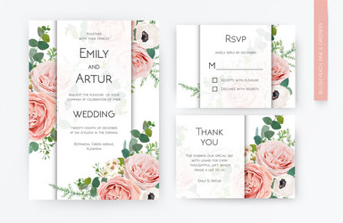 Blush Floral Wedding RSVP Card Vector Image