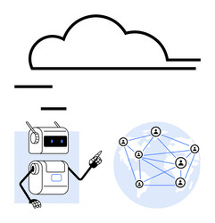 cloud computing concept with robot network vector image