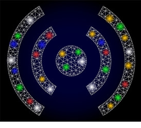 glowing net mobile internet with colored vector image