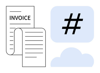 invoice document with metadata tag and cloud vector image