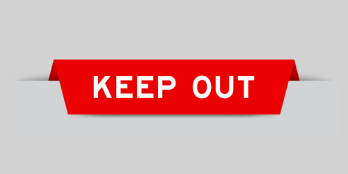 red color inserted label with word keep out vector image