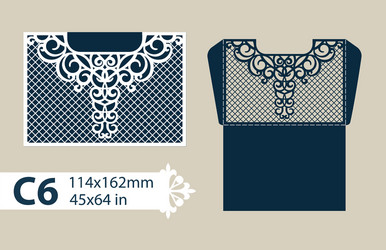 template envelope with carved openwork pattern vector image