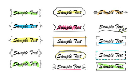 Text title frame set in doodle style color vector