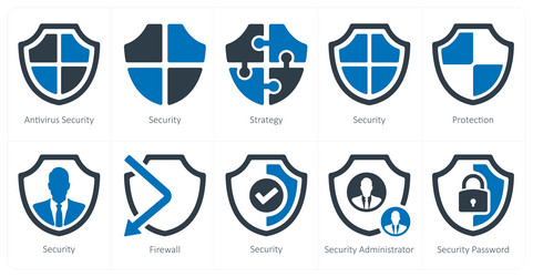 a set of 10 security icons as antivirus vector image