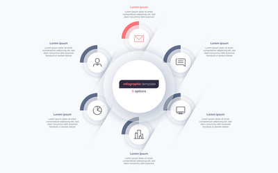 Six option circle infographic design template vector