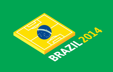 flat green soccer field brazil flag vector