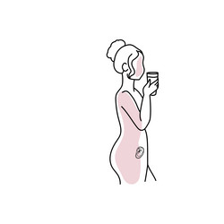 Early stage pregnancy line art woman Royalty Free Vector