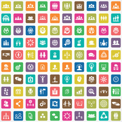 teamwork 100 icons universal set for web and ui vector image