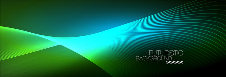 Abstract neon glowing light in dark with waves Vector Image