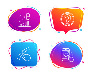 bitcoin graph swipe up and question mark icons vector