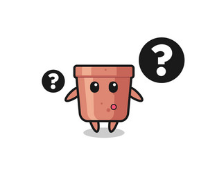 Cartoon flowerpot with question mark vector