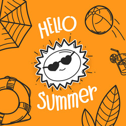 Hallo summer concept with sun hand drawn vector