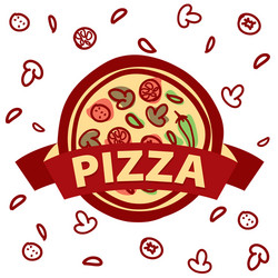 Logo round pizza and ingredients vector