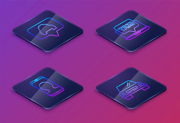 set isometric line map pointer with taxi vector image
