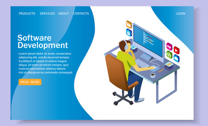 software development website landing page vector image