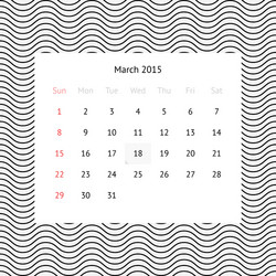 calendar page for march 2015 vector