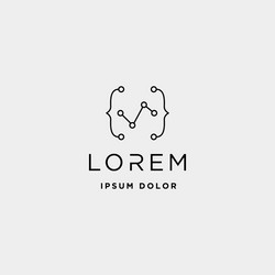 coding digital logo design template lineart vector