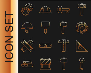 Set line wrench spanner triangular ruler circular vector