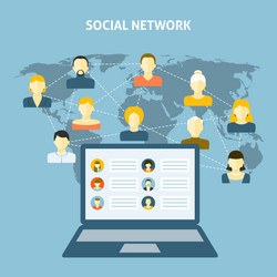 Social media network background with circles Vector Image