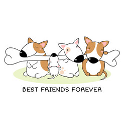 Best friends forever four cute bull terriers vector