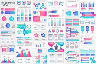 bundle infographic elements data visualization vector