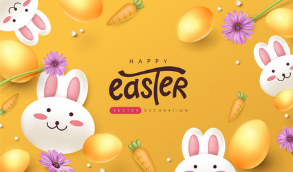 Easter banner background with cute rabbit Vector Image