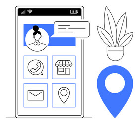 mobile communication interface with user profile vector image