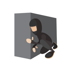 ninja hiding the wall icon vector