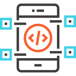 api interface flat line web icon concept vector image
