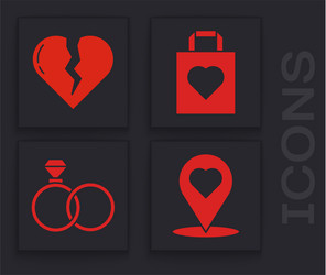 set map pointer with heart broken vector image