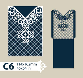 template envelope with carved openwork pattern vector image