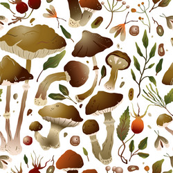 autumn forest mushroom seamless pattern vector