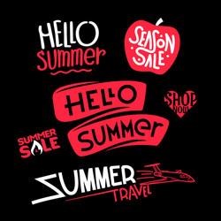 Hello summer and sale doodle style vector