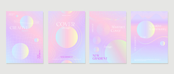 Trendy abstract gradient poster set vector