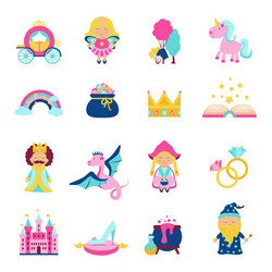 Collection of fairy tale elements icons Royalty Free Vector