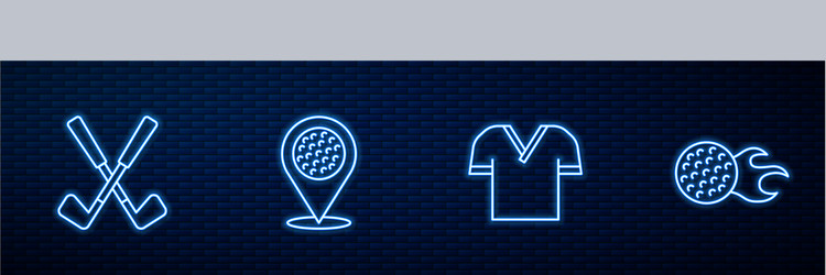 set line golf shirt crossed club location vector