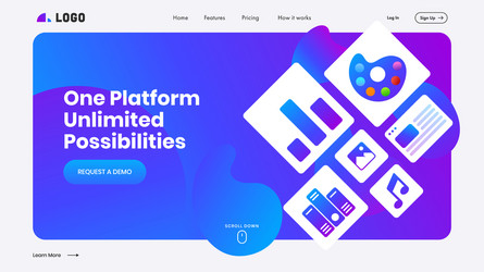 gradient landing page design for one platform vector image