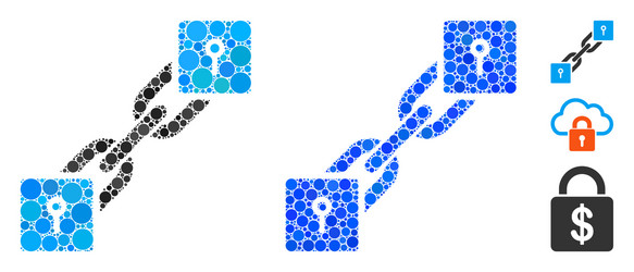 Locker blockchain mosaic icon circle dots vector