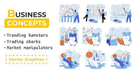 Stock market manipulation characters analyzing Vector Image