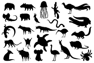 Australian Animal Silhouettes Vector Image
