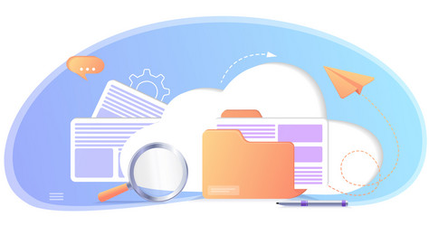 database with cloud server data set process vector image
