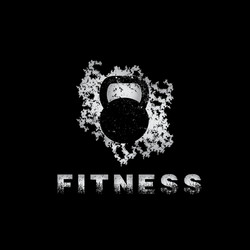 Grunge kettlebell on black background design vector