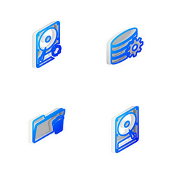 set isometric line setting database server hard vector image