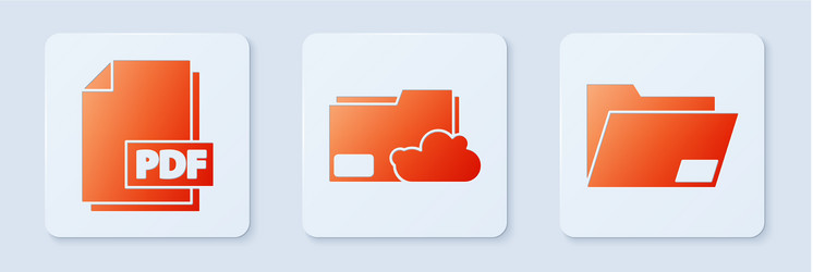 set cloud storage text document folder pdf file vector image