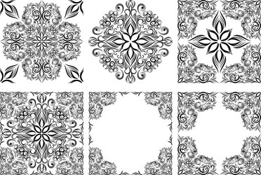 Set of seamless patterns and frames vector