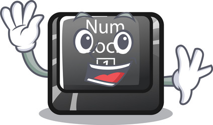 Waving num lock in cartoon shape vector